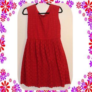Ronni Nicole Studio Lace Overlay Fit n Flare Fully Lined Red Dress Size 12
